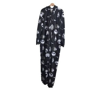 Disney Nightmare Before Christmas Large Hooded Footed One Piece Pajamas‎ Relaxed